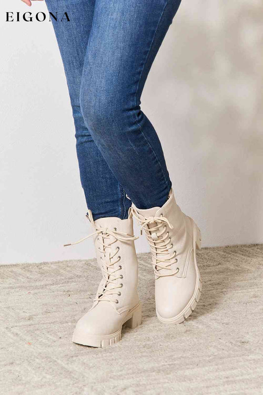 Zip Back Lace-up Front Combat Boots Stone East Lion Corp Ship from USA Shoes womens shoes