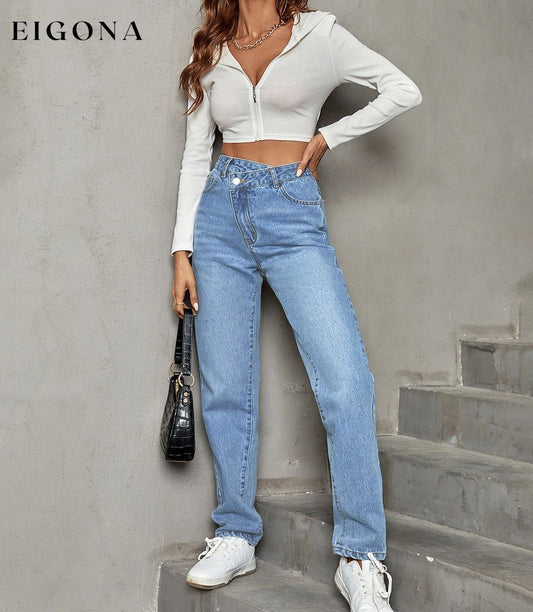 Asymmetrical Straight Leg Jeans bottoms clothes Jeans Ship From Overseas Shipping Delay 09/29/2023 - 10/01/2023 Women's Bottoms Y@X@N@H