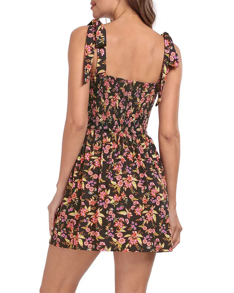 Women's Floral Mini Dress With Built-in Shorts
