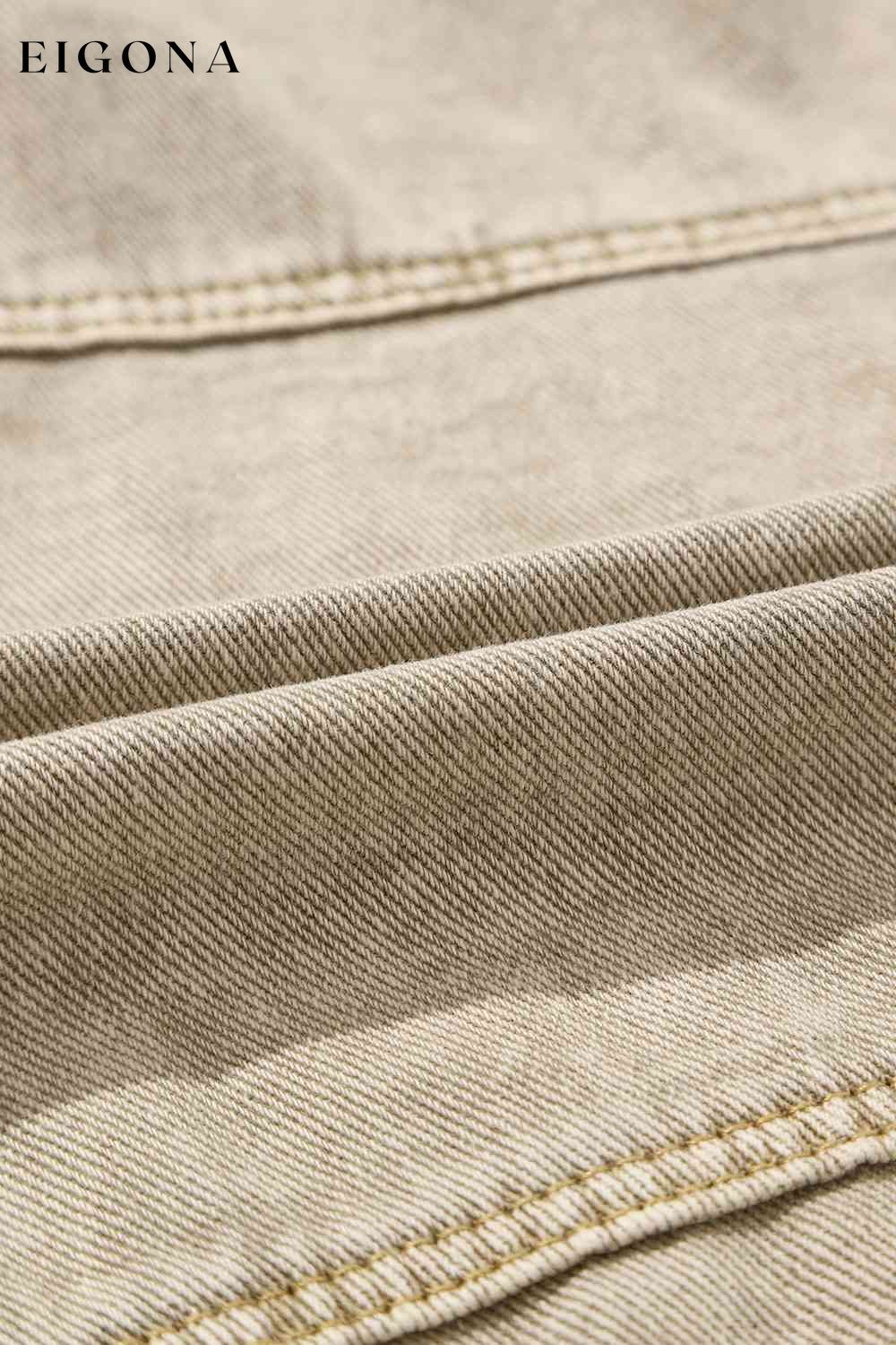 Studded Collared Neck Denim Jacket with Pockets clothes Jackets & Coats Ship From Overseas SYNZ