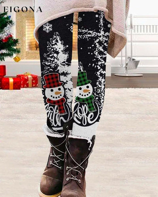 Christmas snowman print leggings Black 2023 f/w 23BF christmas Clothes pants