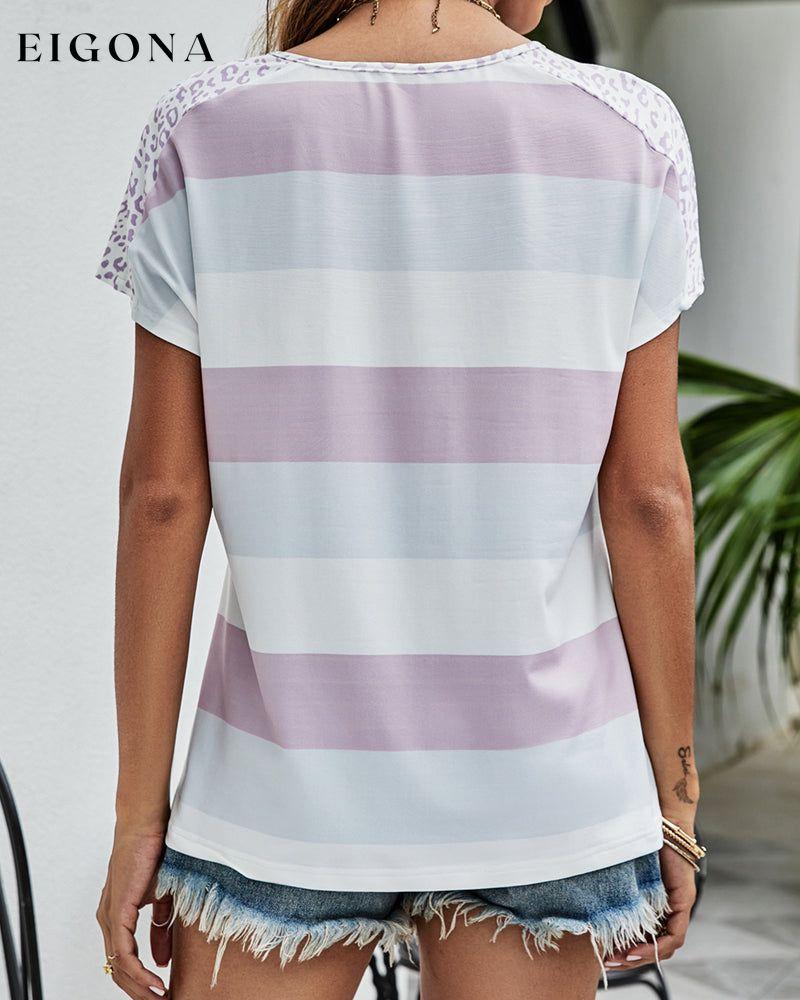 V Neck Leopard Print T-shirt 23BF clothes Short Sleeve Tops Summer T-shirts Tops/Blouses