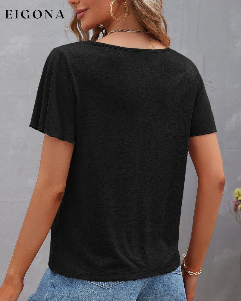 Solid color Cut Out T-shirt 23BF clothes Short Sleeve Tops Summer T-shirts Tops/Blouses