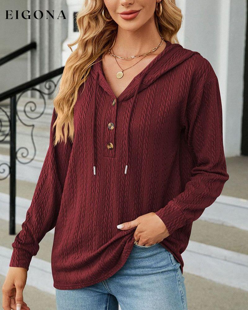 Solid color hoodie with buttons 2022 F/W 2023 F/W 23BF cardigans Clothes discount Hoodies & Sweatshirts Spring Tops/Blouses