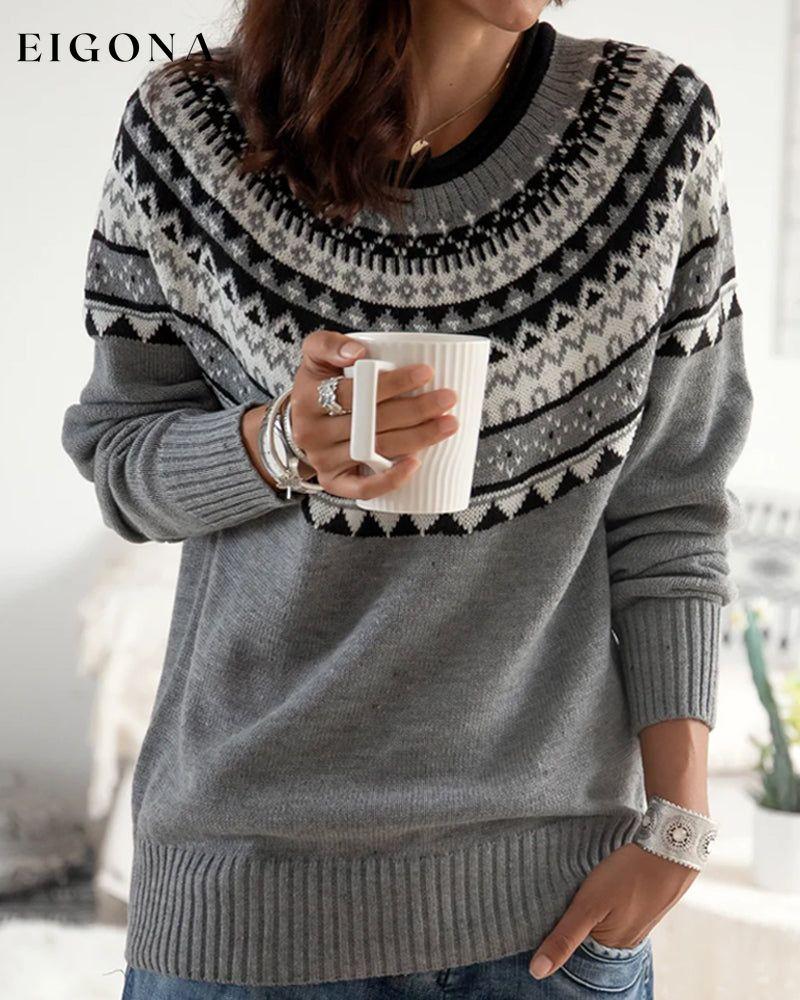 Sweaters with round neck and geometric print Gray 23BF clothes discount pullovers SALE Sweaters sweaters & cardigans Tops/Blouses