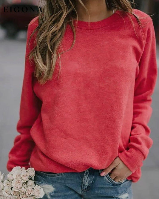 Round Neck Sweatshirt with Long Sleeves Red 23BF cardigans Clothes discount Hoodies & Sweatshirts Tops/Blouses