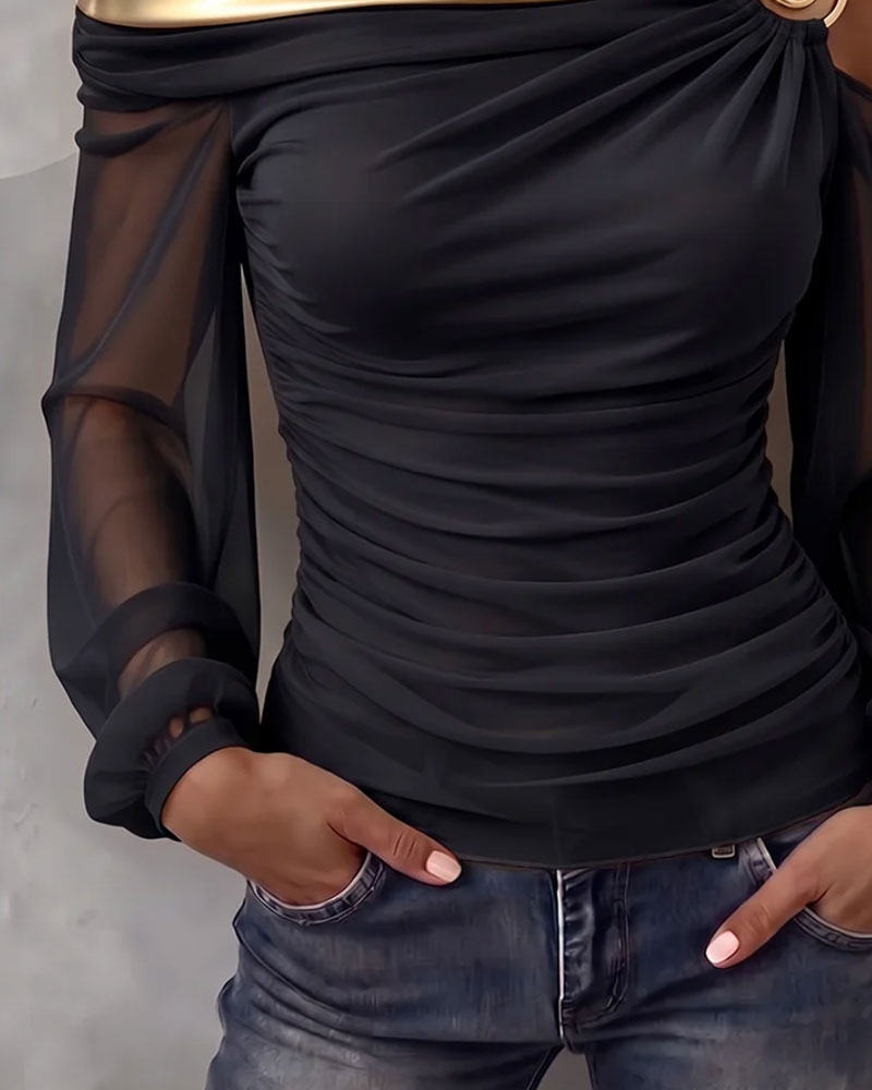 Symmetrical Asymmetric Off-Shoulder Slim Top 2024 f/w tops