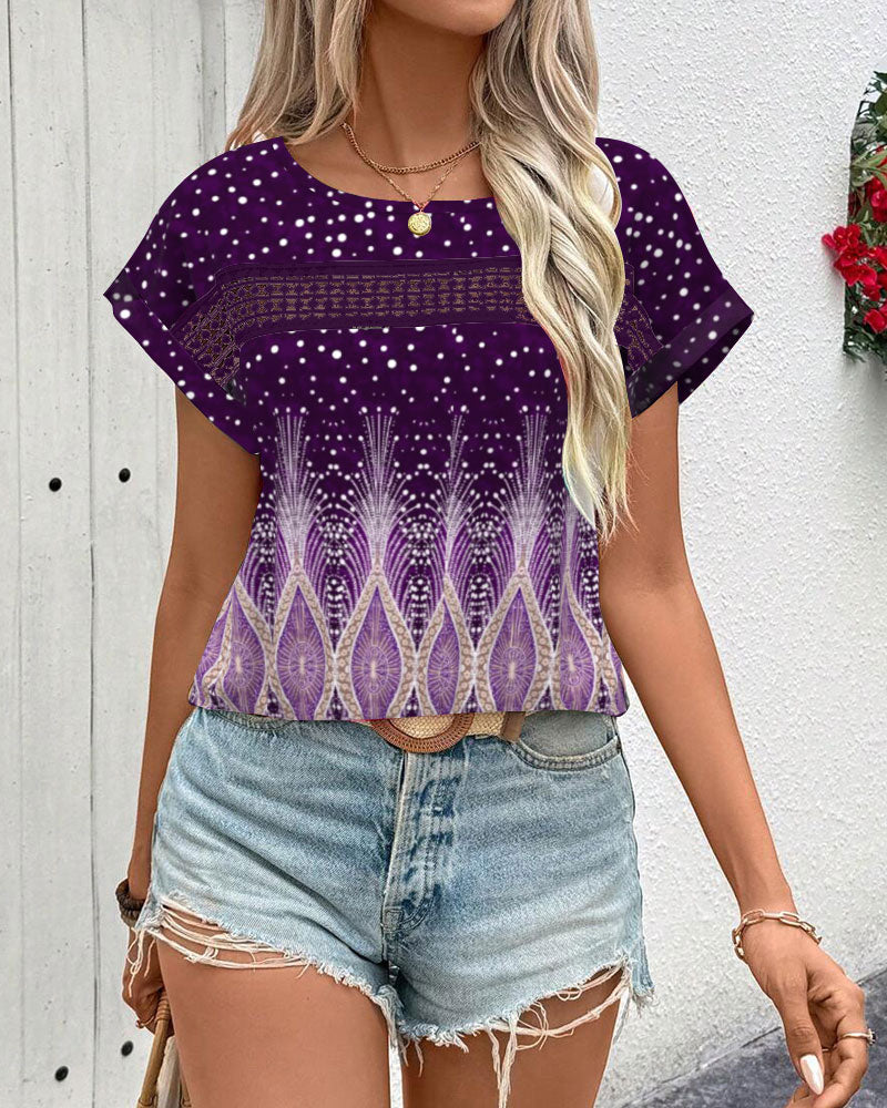 Round Neck Printed Short-Sleeved T-Shirt
