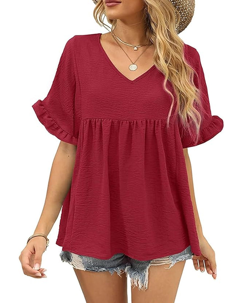 Casual Ruffle Loose Fit Blouse