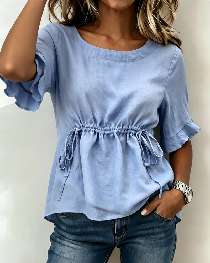 Ruffled Tie-Waist Blouse