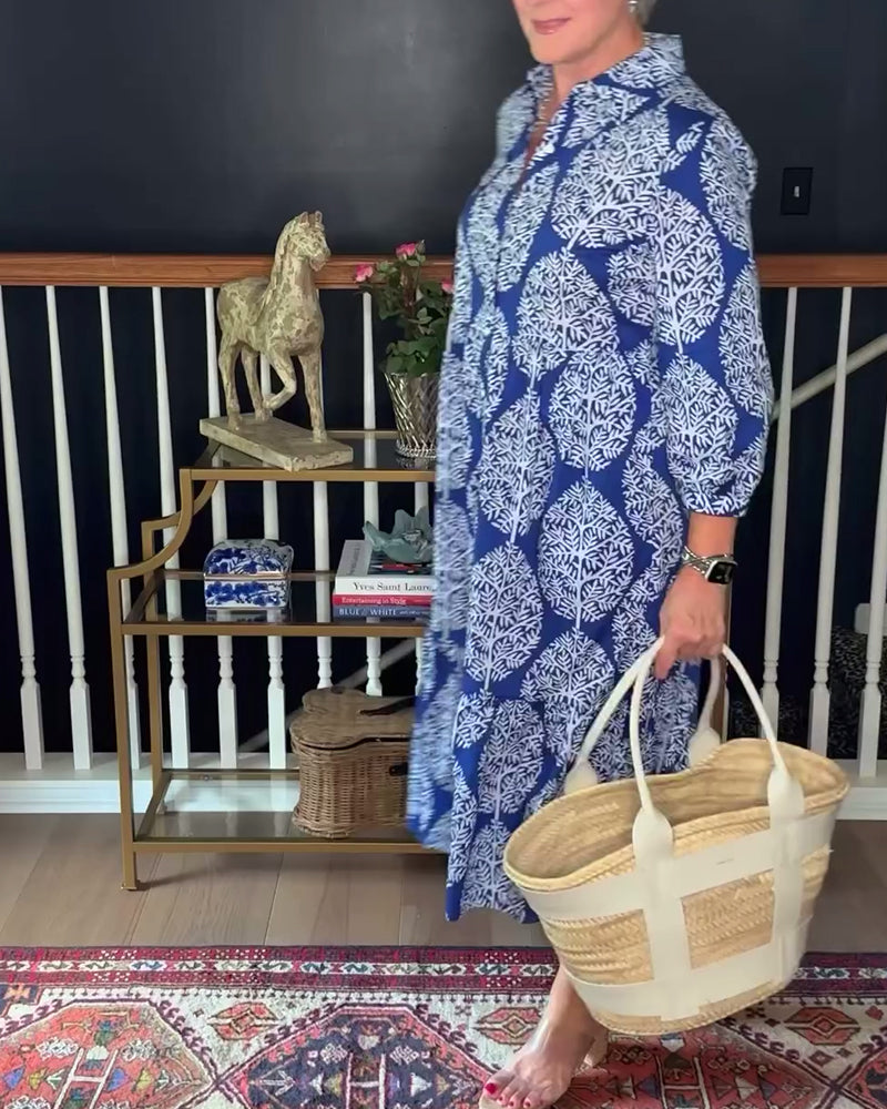 Lapel printed button casual dress 202466 casual dresses spring summer