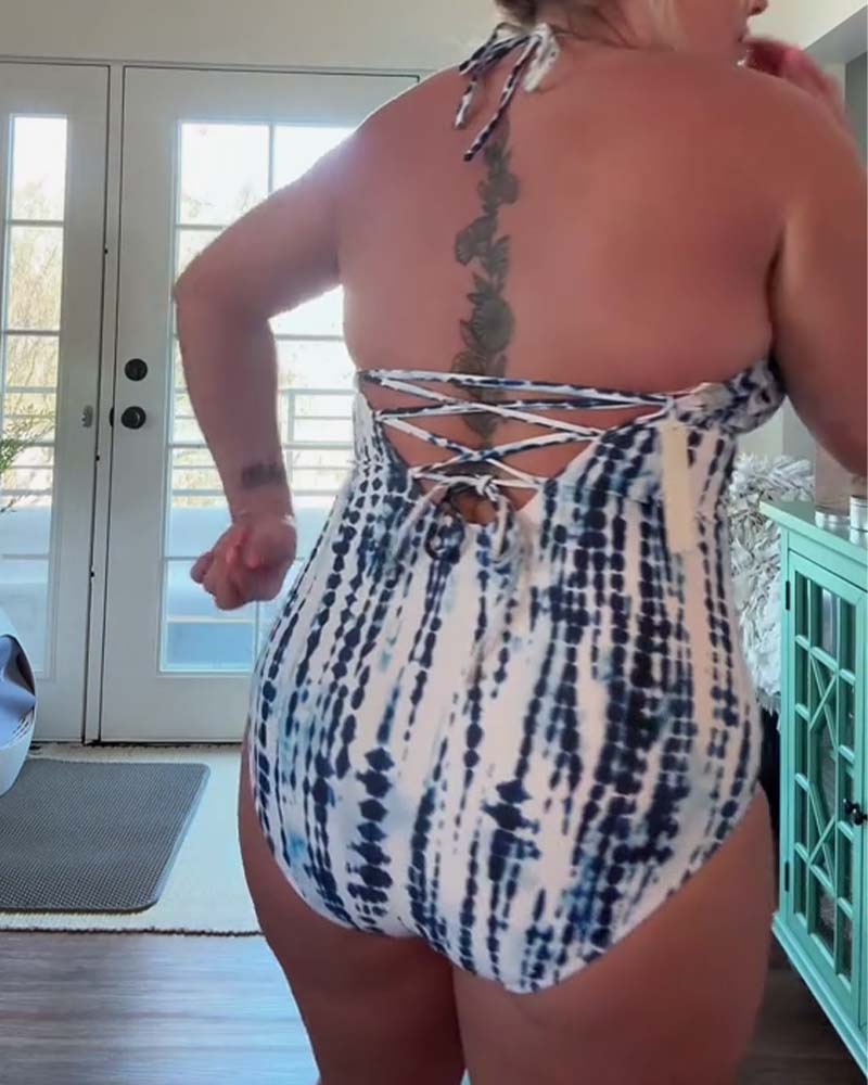 Costume da bagno intero sexy tie-dye