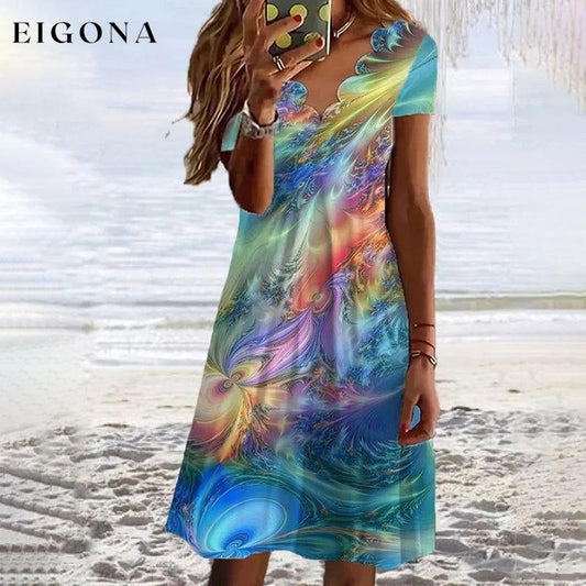 Colorful Abstract Print Beach Dress Multicolor best Best Sellings casual dresses clothes Plus Size Sale short dresses Topseller