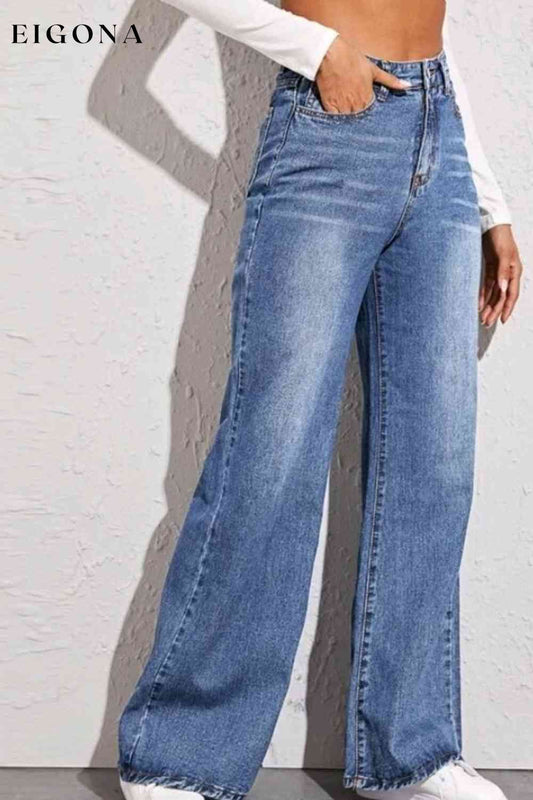 High Waist Wide Leg Jeans Dusty Blue bottoms clothes Jeans Ship From Overseas Women's Bottoms X@Y@K