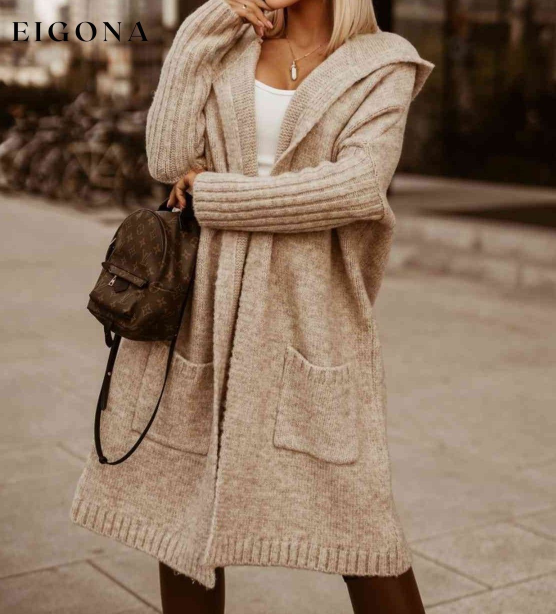 Full Size SIMPLY LIVE Hooded Cardigan Sand cardigans clothes long sweaters Ship From Overseas sweaters Z@N