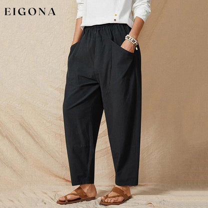 Solid Color Casual Trousers Black best Best Sellings bottoms clothes pants Plus Size Sale Topseller