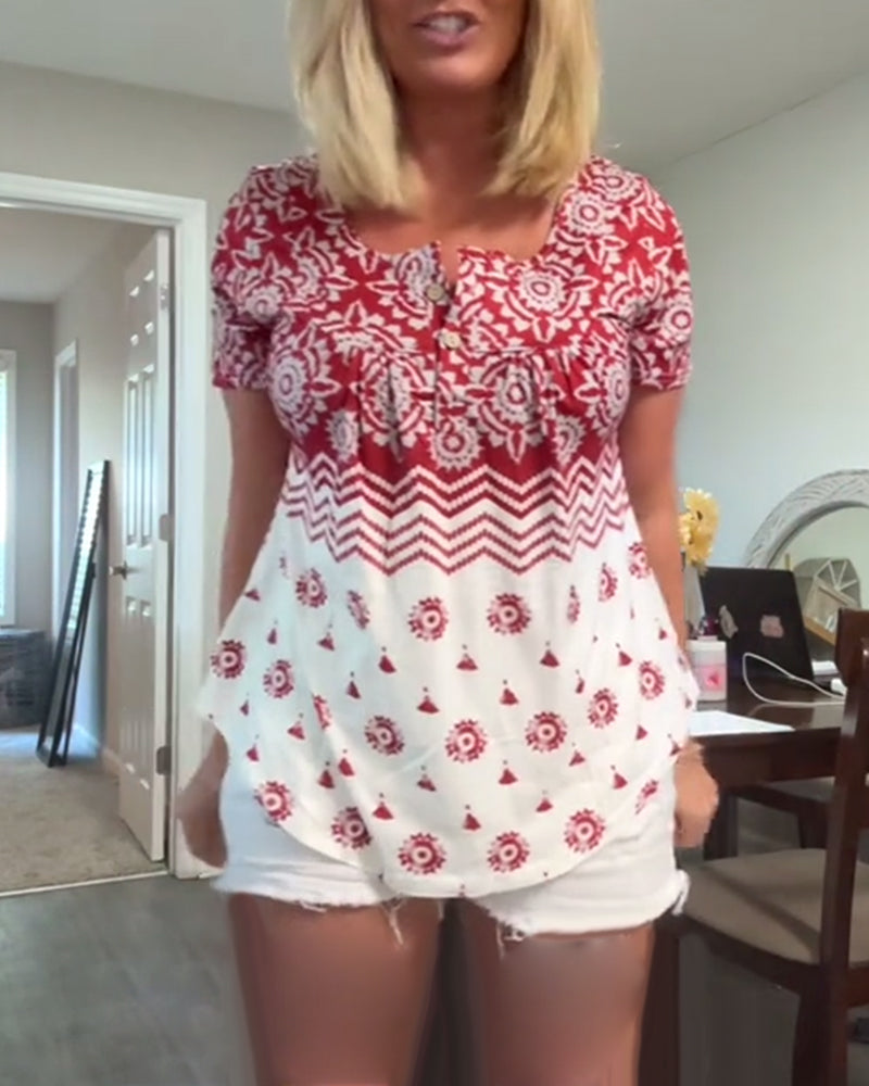 Casual Women Short Sleeve Printed T-Shirt