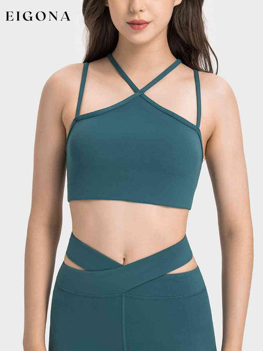 Double-Strap Cropped Sports Cami Teal activewear C-Thousand clothes crop top croptop Ship From Overseas shirt shirts workout