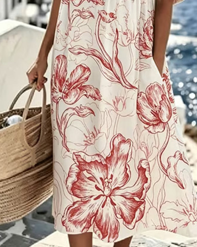 Half Sleeve Printed Dress