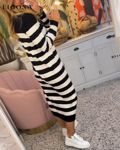 Striped casual long sleeve dress 2023 f/w 23BF casual dresses Clothes Dresses spring
