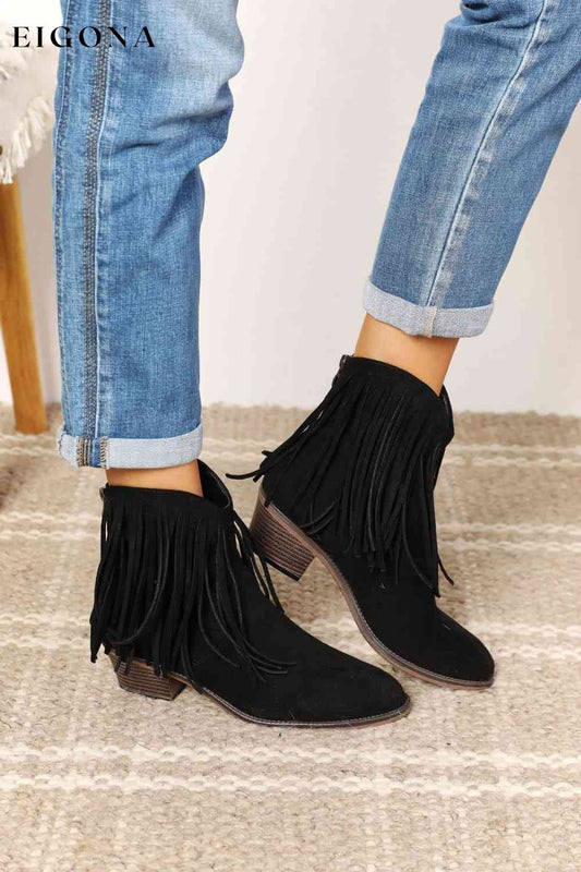 Women's Fringe Cowboy Western Ankle Boots Black Clothes Legend Ship from USA shoes womens shoes
