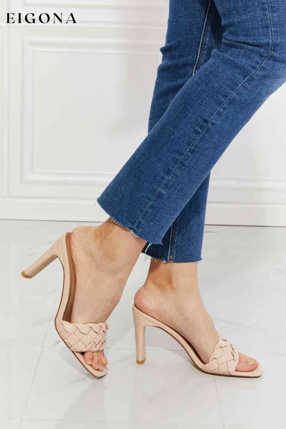 Braided Block Heel Sandals in Beige Melody Ship from USA shoes womens shoes