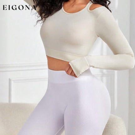 Cutout Round Neck Long Sleeve Activewear Yoga Top activewear clothes Q&S Ship From Overseas