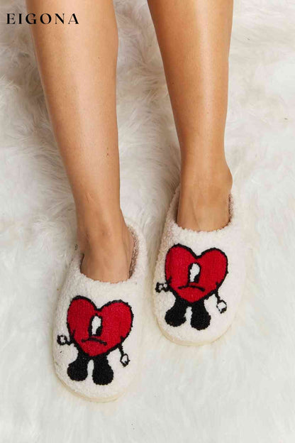 Love Heart Print Plush Slippers Melody Ship from USA Shoes womens shoes