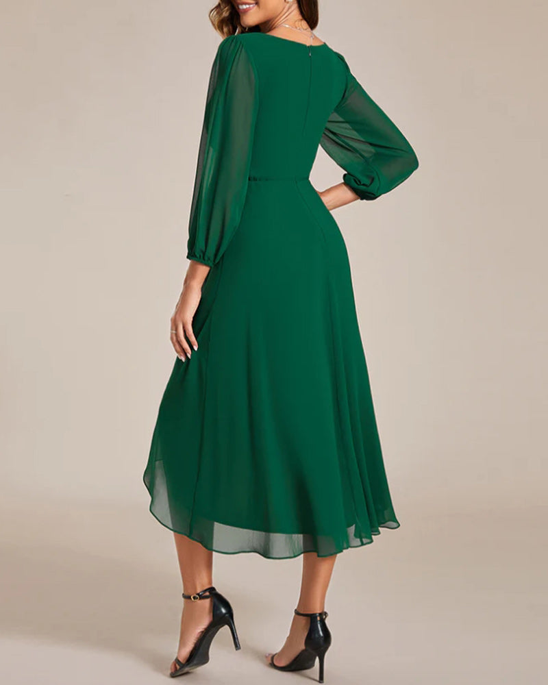 V-neck solid color slim dress 202466 casual dresses summer