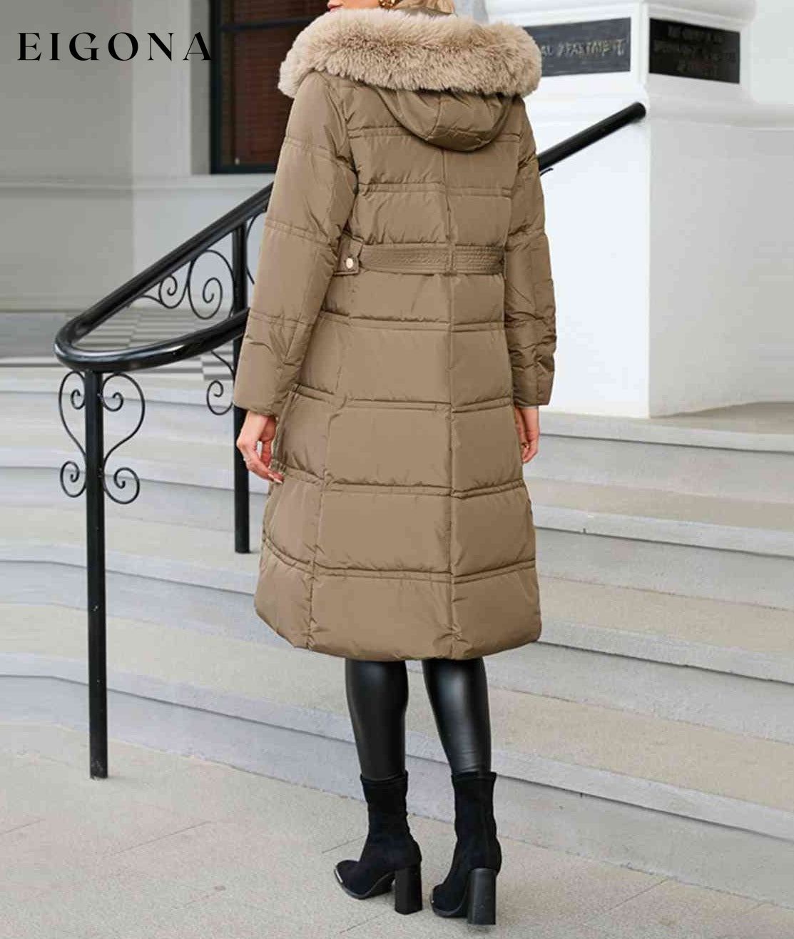 Longline Hooded Winter Coat with Pockets Big coat clothes Coat Cute coats Grey Jacket H.Y.G@E Ship From Overseas Shipping Delay 09/29/2023 - 10/03/2023 Sweaters Winter coat