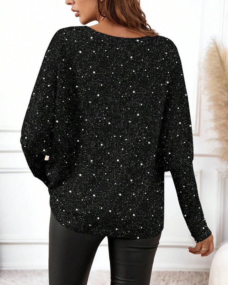 Fine shimmering fashionable long-sleeved Top