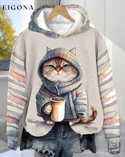 Cat pattern long-sleeved hoodie 2023 f/w 23BF cardigans Clothes hoodies hoodies & sweatshirts Tops/Blouses