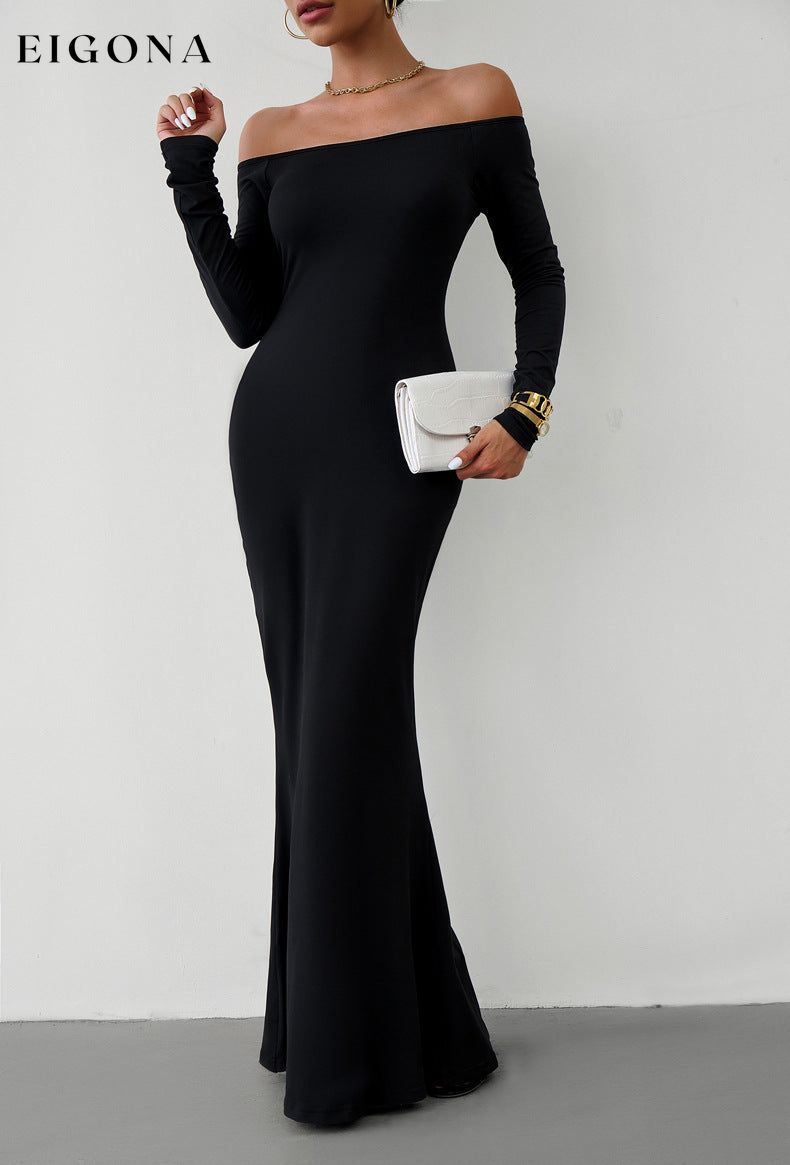 Off-Shoulder Long Sleeve Casual Maxi Dress casual dress casual dresses clothes DY maxi dress maxi dresses Ship From Overseas