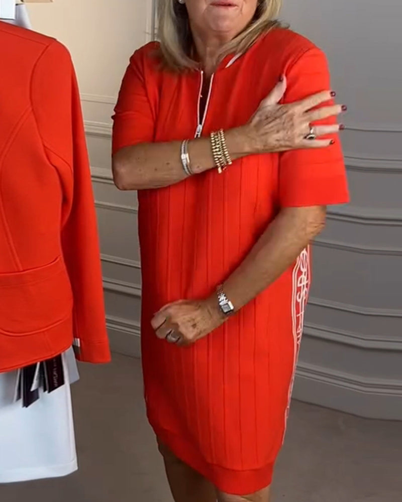 Half-zip Contrast Color Shift Dress