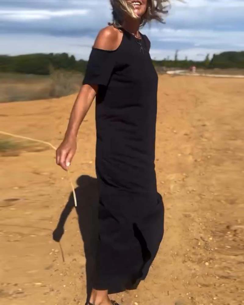 Modisches, lässiges, schulterfreies, schmales Kleid