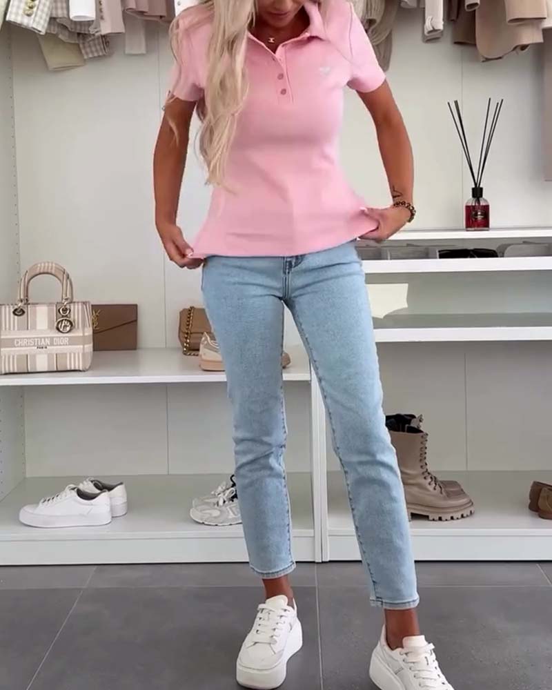 Polo con risvolto, tinta unita, vestibilità slim