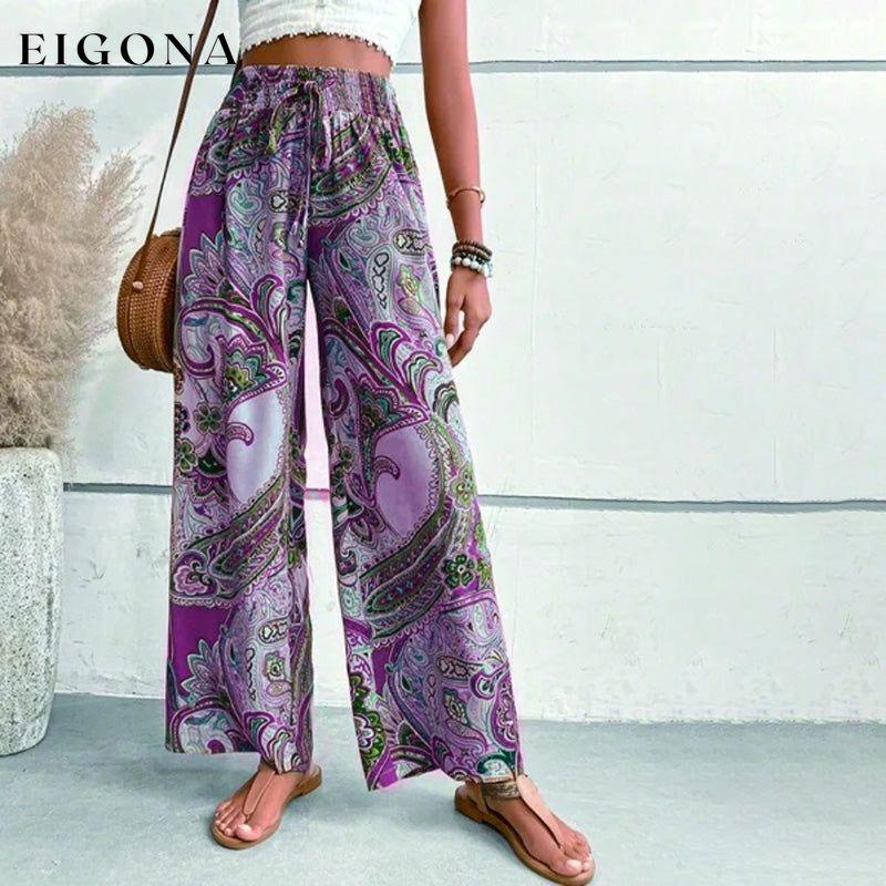 Casual Ethnic Print Pants Purple best Best Sellings bottoms clothes pants Sale Topseller
