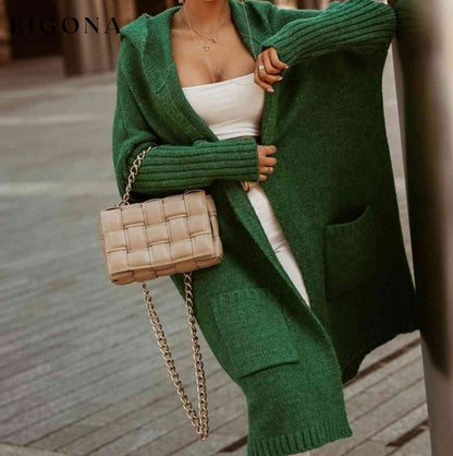 Full Size SIMPLY LIVE Hooded Cardigan Green cardigans clothes long sweaters Ship From Overseas sweaters Z@N