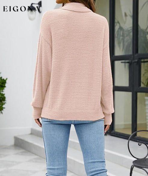 Mock Neck Dropped Shoulder Long Sleeve Sweater clothes long sleeve top long sleeve tops Ship From Overseas Sweater sweaters Sweatshirt top tops X.X.W