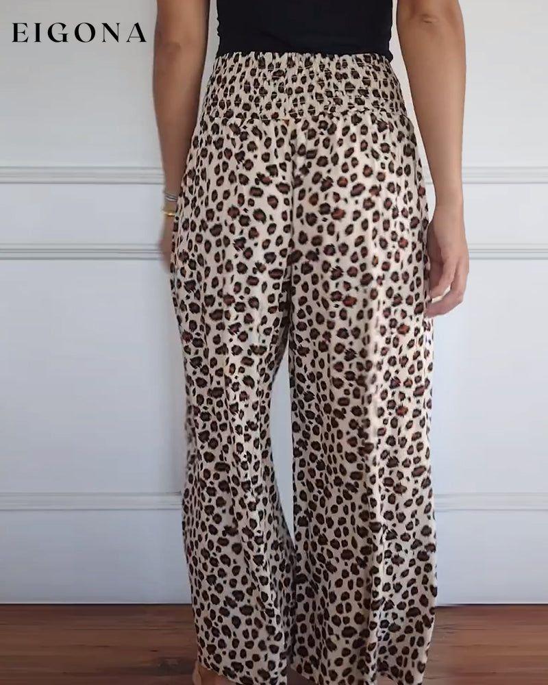 Leopard print casual wide leg pants pants spring summer
