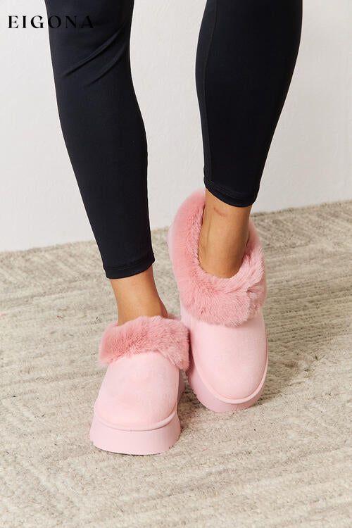 Furry Chunky Platform Ankle Boots, Bootie Slippers Pink Legend Ship from USA shoes womens shoes