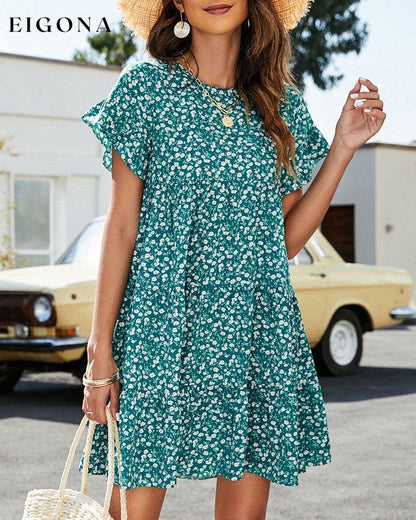 Short Sleeve Dress in Floral and Leopard Print Casual Dresses Clothes Dresses SALE Summer