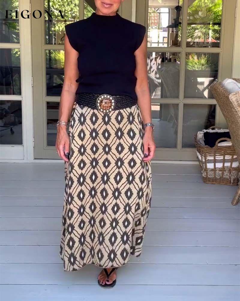 Vintage Printed Loose Long Skirt skirts spring summer