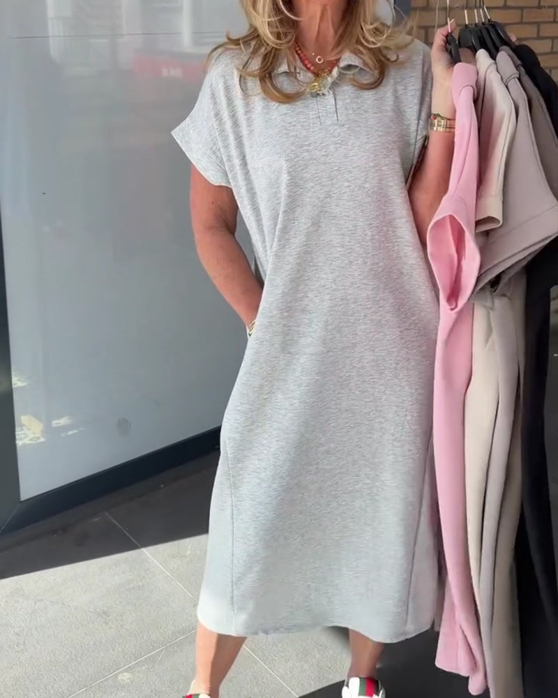 Polo Collar Casual T-Shirt Dress