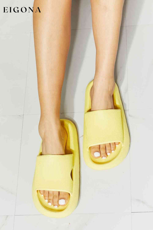 Arms Around Me Open Toe Slide in Yellow Canary Yellow Melody Ship from USA Shoes womens shoes