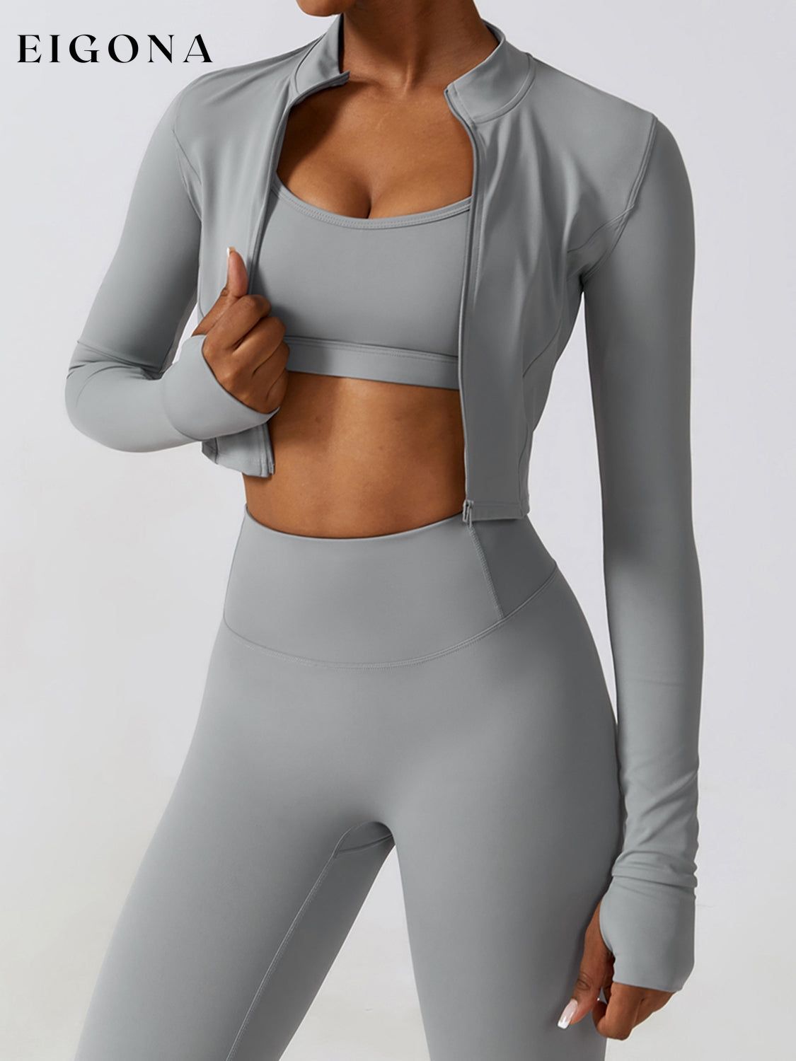 Zip-Up Long Sleeve Sports Top activewear clothes Ship From Overseas Shipping Delay 09/29/2023 - 10/04/2023 trend workout Z&C