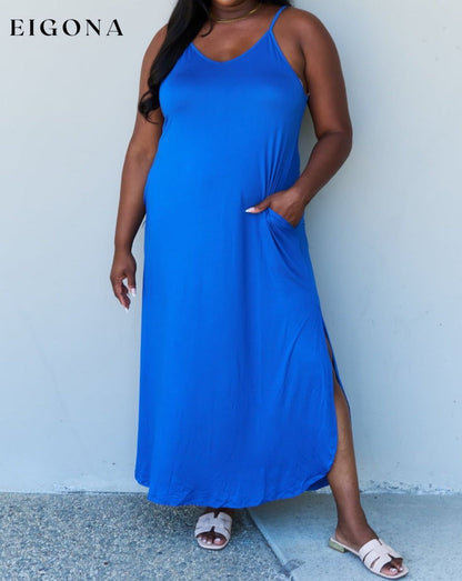 Casual Cami Side Slit Maxi Dress in Royal Blue Royal Blue casual dress casual dresses clothes dress dresses Labor Day Sale maxi dress maxi dresses Ninexis Ship from USA