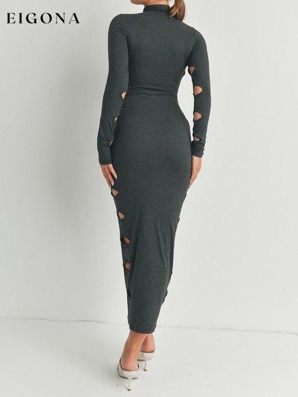 Cutout Detail Turtleneck Long Sleeve Maxi Dress APPAREL casual dress casual dresses CCPRODUCTS clothes DRESSES Heather Charcoal long dress long dresses long sleeve long sleeve dress long sleeve dresses MADE IN USA maxi dress maxi dresses midi dress midi dresses NEW ARRIVALS sweaterdress turtleneck sweater