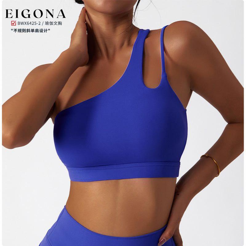 women's sloping shoulders hollow out sports tight vest Blue activewear Clothes workout