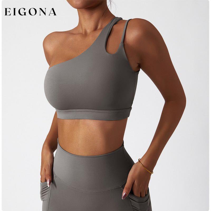 women's sloping shoulders hollow out sports tight vest Grey activewear Clothes workout